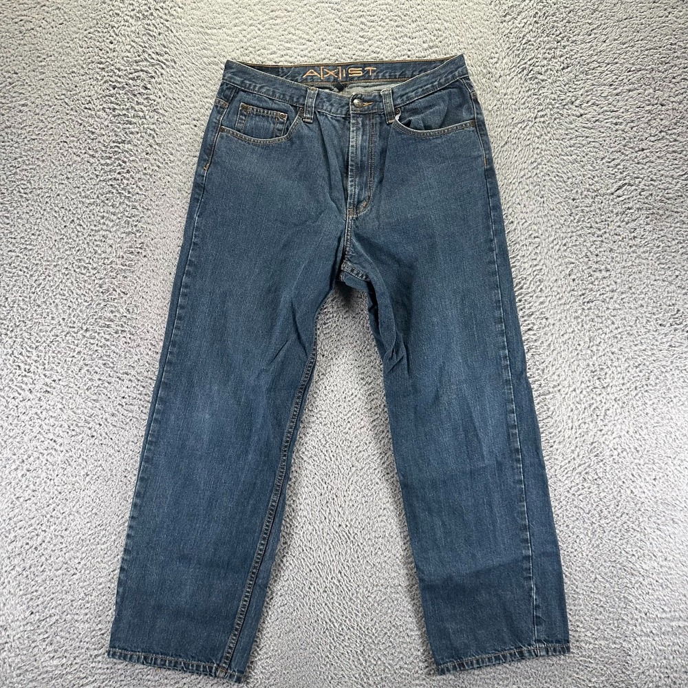 Vintage Axist Jeans Mens 32x30 Blue Cotton Denim Straight Relaxed Baggy Workwear